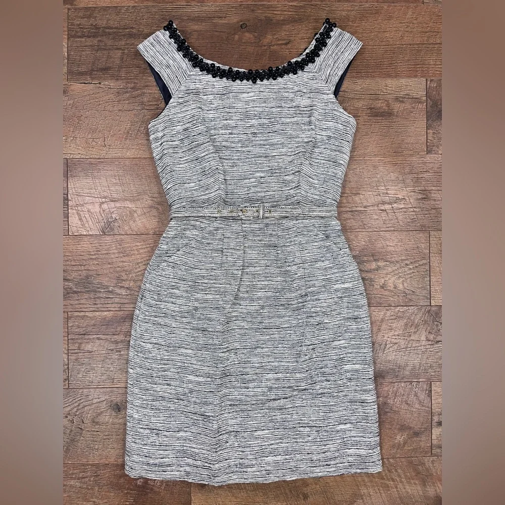 Kate Spade New York Beaded Jacquard Josie Dress with Belt and Pockets